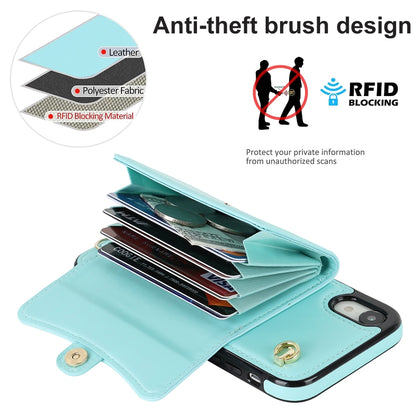 For iPhone XR RFID Card Slot Phone Case with Long Lanyard(Mint Green) - More iPhone Cases by buy2fix | Online Shopping UK | buy2fix