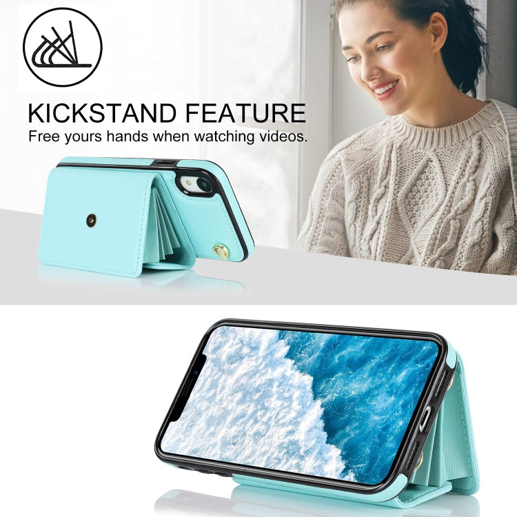 For iPhone XR RFID Card Slot Phone Case with Long Lanyard(Mint Green) - More iPhone Cases by buy2fix | Online Shopping UK | buy2fix