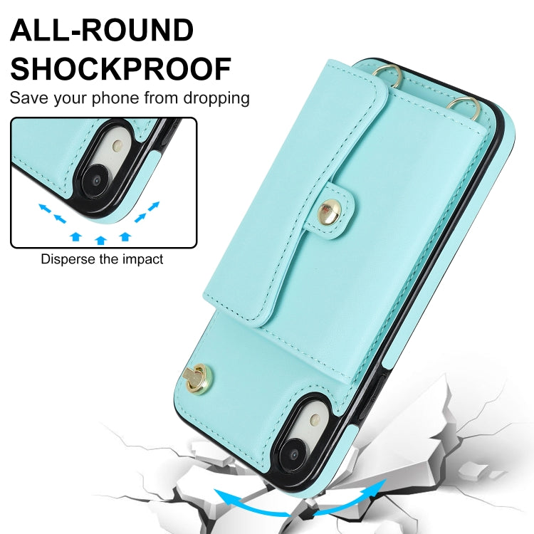 For iPhone XR RFID Card Slot Phone Case with Long Lanyard(Mint Green) - More iPhone Cases by buy2fix | Online Shopping UK | buy2fix