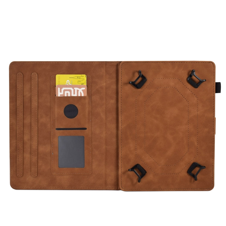 For 8 inch Tablets Peony Butterfly Embossed Leather Tablet Case(Brown) - 8 inch by buy2fix | Online Shopping UK | buy2fix
