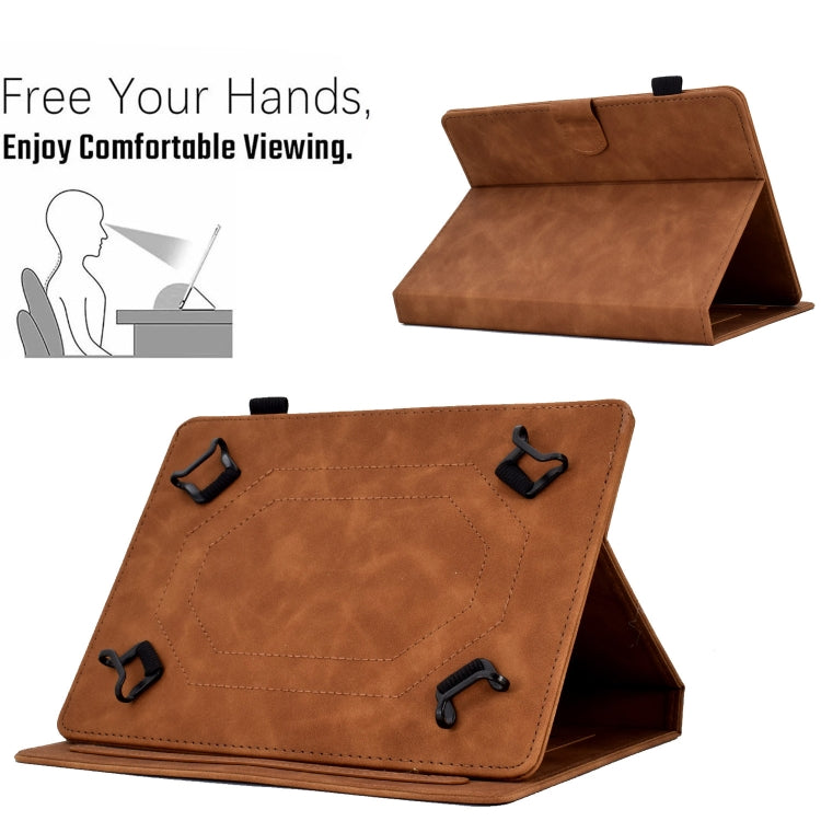 For 8 inch Tablets Peony Butterfly Embossed Leather Tablet Case(Brown) - 8 inch by buy2fix | Online Shopping UK | buy2fix