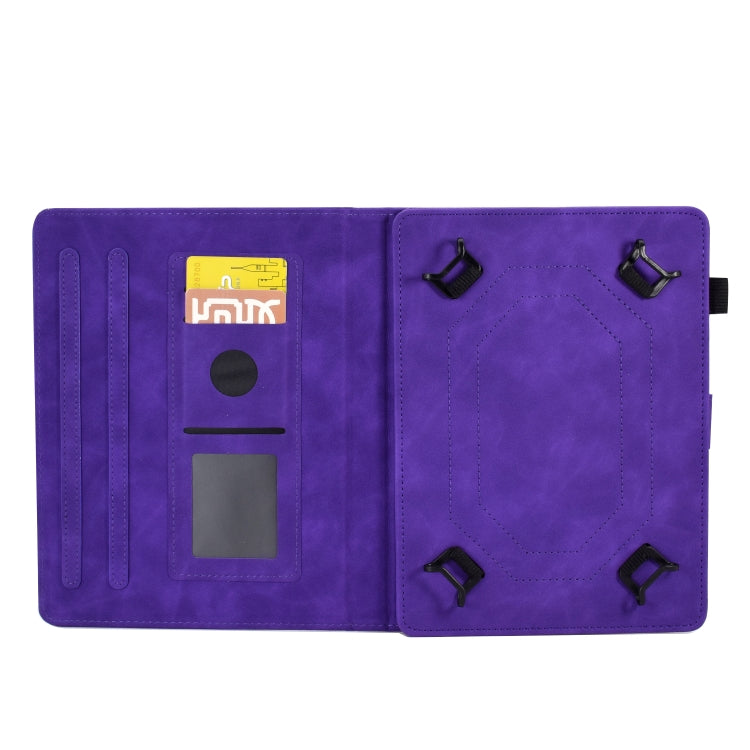 For 8 inch Tablets Peony Butterfly Embossed Leather Tablet Case(Purple) - 8 inch by buy2fix | Online Shopping UK | buy2fix