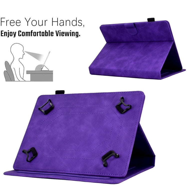 For 8 inch Tablets Peony Butterfly Embossed Leather Tablet Case(Purple) - 8 inch by buy2fix | Online Shopping UK | buy2fix