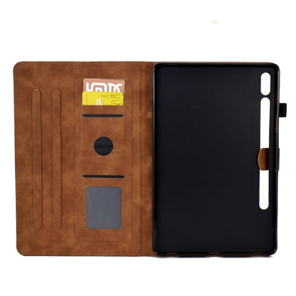 For Samsung Galaxy Tab S7 / S8 Peony Butterfly Embossed Leather Smart Tablet Case(Brown) - Galaxy Tab S7 by buy2fix | Online Shopping UK | buy2fix