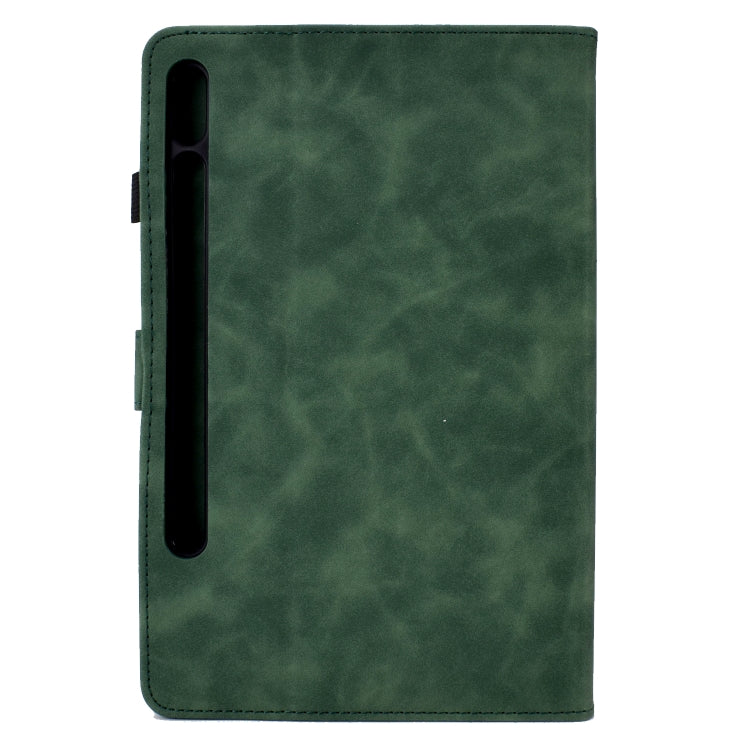 For Samsung Galaxy Tab S7 / S8 Peony Butterfly Embossed Leather Smart Tablet Case(Green) - Galaxy Tab S7 by buy2fix | Online Shopping UK | buy2fix