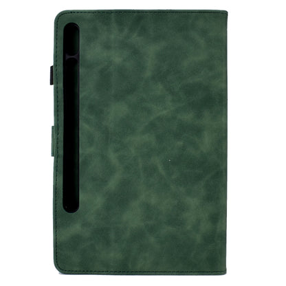 For Samsung Galaxy Tab S7 / S8 Peony Butterfly Embossed Leather Smart Tablet Case(Green) - Galaxy Tab S7 by buy2fix | Online Shopping UK | buy2fix