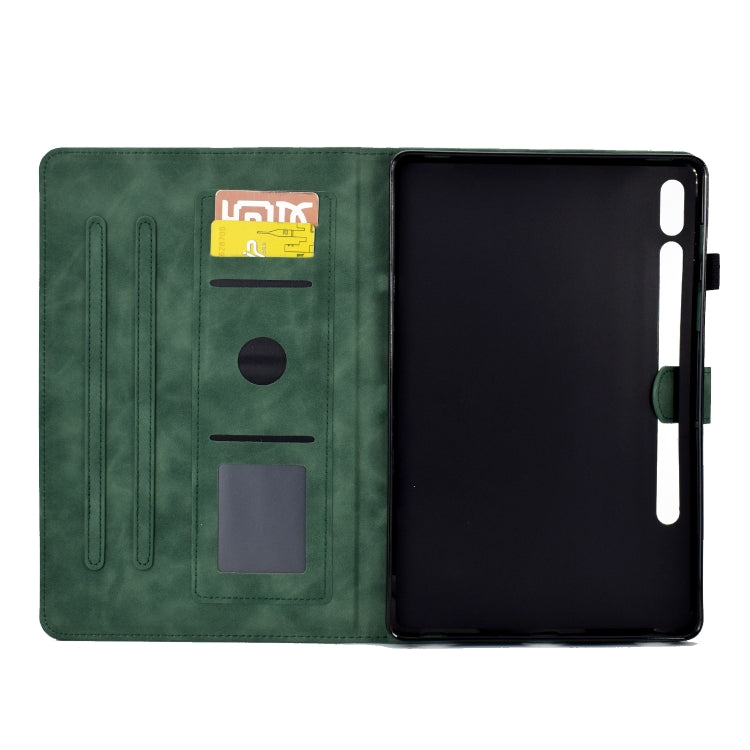 For Samsung Galaxy Tab S7 / S8 Peony Butterfly Embossed Leather Smart Tablet Case(Green) - Galaxy Tab S7 by buy2fix | Online Shopping UK | buy2fix