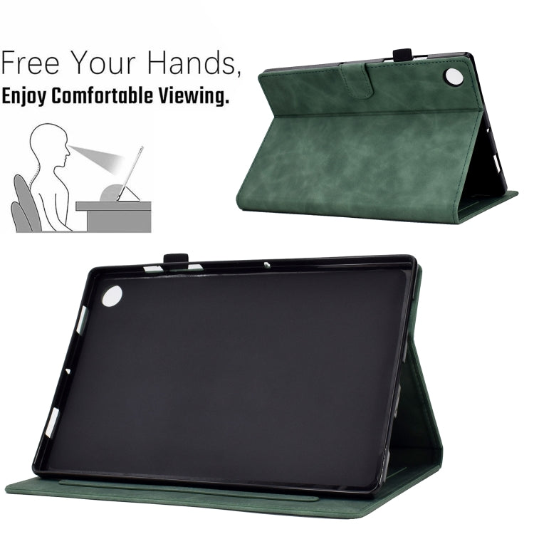 For Samsung Galaxy Tab A8 10.5 2021 X205 Peony Butterfly Embossed Leather Smart Tablet Case(Green) - Other Galaxy Tab PC by buy2fix | Online Shopping UK | buy2fix