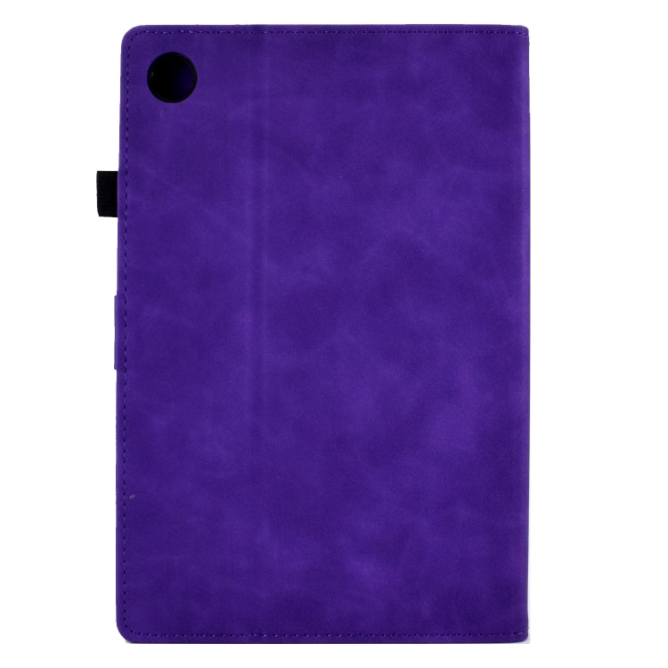 For Samsung Galaxy Tab A8 10.5 2021 X205 Peony Butterfly Embossed Leather Smart Tablet Case(Purple) - Other Galaxy Tab PC by buy2fix | Online Shopping UK | buy2fix