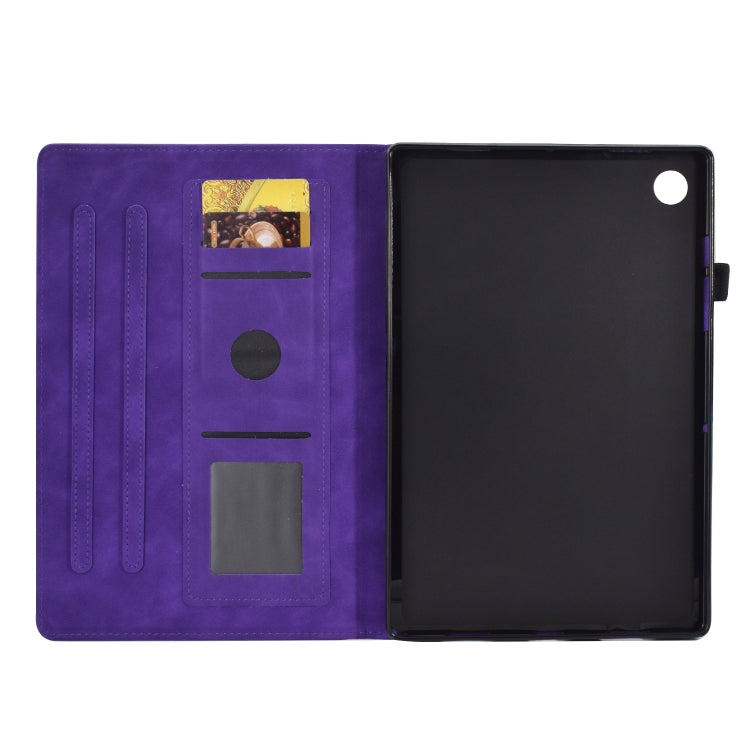For Samsung Galaxy Tab A8 10.5 2021 X205 Peony Butterfly Embossed Leather Smart Tablet Case(Purple) - Other Galaxy Tab PC by buy2fix | Online Shopping UK | buy2fix