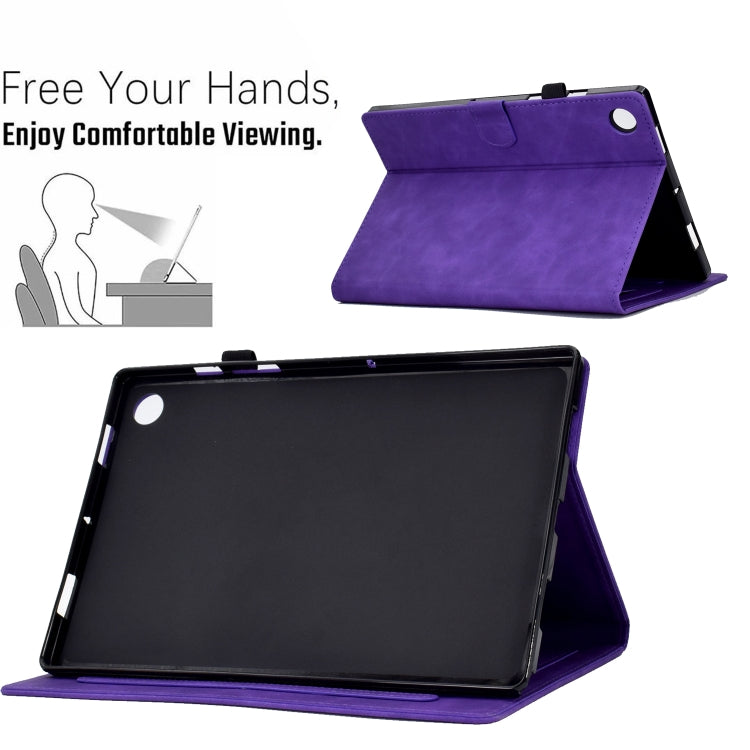 For Samsung Galaxy Tab A8 10.5 2021 X205 Peony Butterfly Embossed Leather Smart Tablet Case(Purple) - Other Galaxy Tab PC by buy2fix | Online Shopping UK | buy2fix