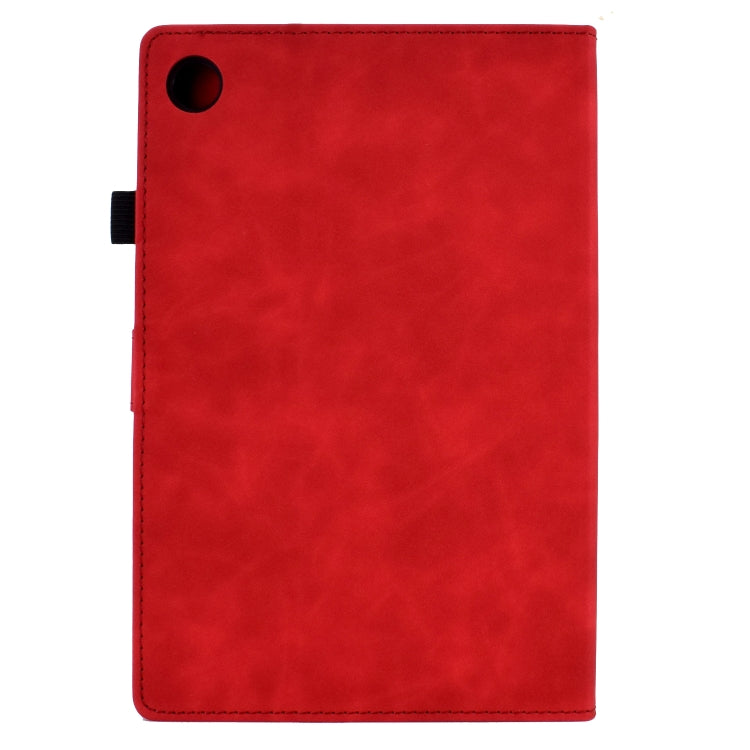 For Samsung Galaxy Tab A8 10.5 2021 X205 Peony Butterfly Embossed Leather Smart Tablet Case(Red) - Other Galaxy Tab PC by buy2fix | Online Shopping UK | buy2fix