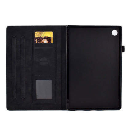For Samsung Galaxy Tab A8 10.5 2021 X205 Peony Butterfly Embossed Leather Smart Tablet Case(Black) - Other Galaxy Tab PC by buy2fix | Online Shopping UK | buy2fix