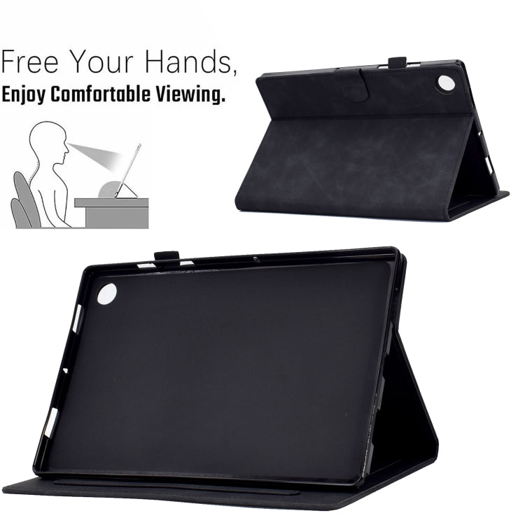 For Samsung Galaxy Tab A8 10.5 2021 X205 Peony Butterfly Embossed Leather Smart Tablet Case(Black) - Other Galaxy Tab PC by buy2fix | Online Shopping UK | buy2fix
