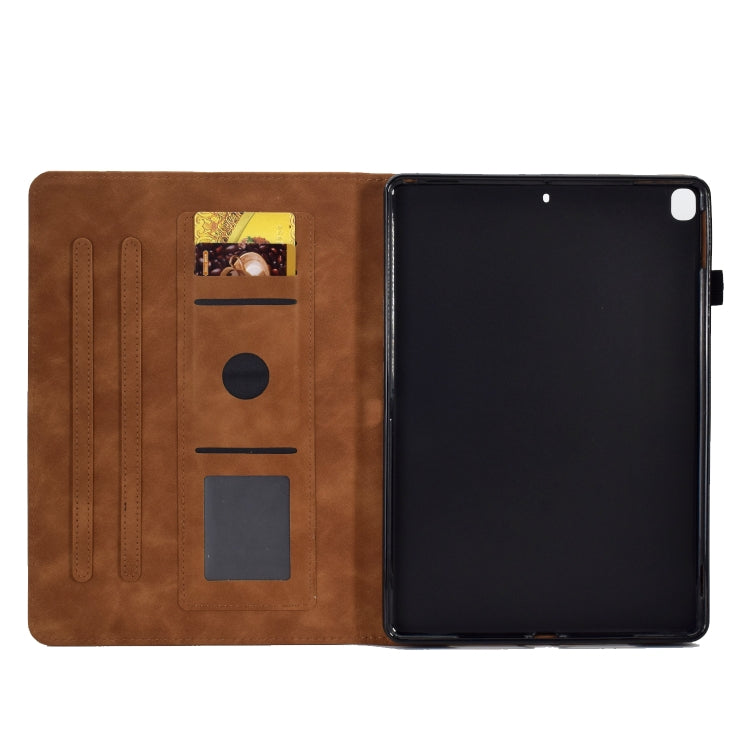 For Samsung Galaxy Tab S6 Lite P610 Peony Butterfly Embossed Leather Smart Tablet Case(Brown) - Tab S6 Lite P610 / P615 by buy2fix | Online Shopping UK | buy2fix