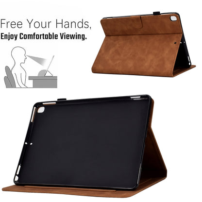 For Samsung Galaxy Tab S6 Lite P610 Peony Butterfly Embossed Leather Smart Tablet Case(Brown) - Tab S6 Lite P610 / P615 by buy2fix | Online Shopping UK | buy2fix