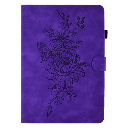 For Samsung Galaxy Tab A7 10.4 2020 T500 Peony Butterfly Embossed Leather Smart Tablet Case(Purple) - Other Galaxy Tab PC by buy2fix | Online Shopping UK | buy2fix