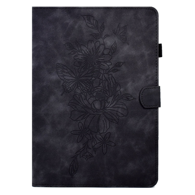For Samsung Galaxy Tab A7 10.4 2020 T500 Peony Butterfly Embossed Leather Smart Tablet Case(Black) - Other Galaxy Tab PC by buy2fix | Online Shopping UK | buy2fix