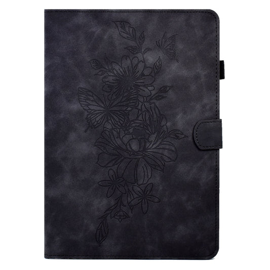 For Samsung Galaxy Tab A7 10.4 2020 T500 Peony Butterfly Embossed Leather Smart Tablet Case(Black) - Other Galaxy Tab PC by buy2fix | Online Shopping UK | buy2fix