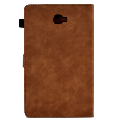 For Samsung Galaxy Tab A 10.1 2016 T580 Peony Butterfly Embossed Leather Smart Tablet Case(Brown) by buy2fix