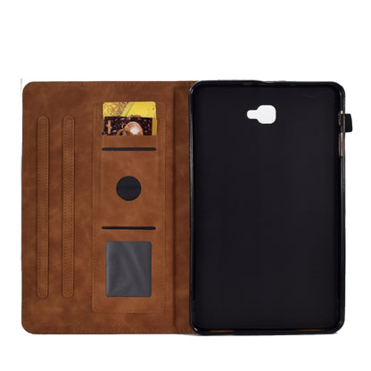 For Samsung Galaxy Tab A 10.1 2016 T580 Peony Butterfly Embossed Leather Smart Tablet Case(Brown) by buy2fix