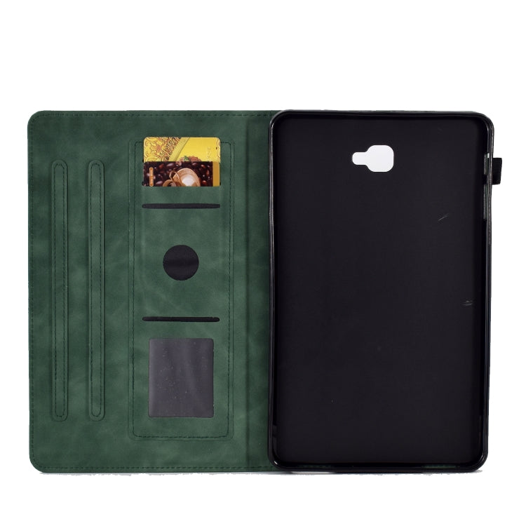 For Samsung Galaxy Tab A 10.1 2016 T580 Peony Butterfly Embossed Leather Smart Tablet Case(Green) - Tab A 10.1 by buy2fix | Online Shopping UK | buy2fix