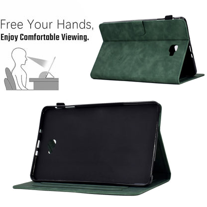 For Samsung Galaxy Tab A 10.1 2016 T580 Peony Butterfly Embossed Leather Smart Tablet Case(Green) - Tab A 10.1 by buy2fix | Online Shopping UK | buy2fix