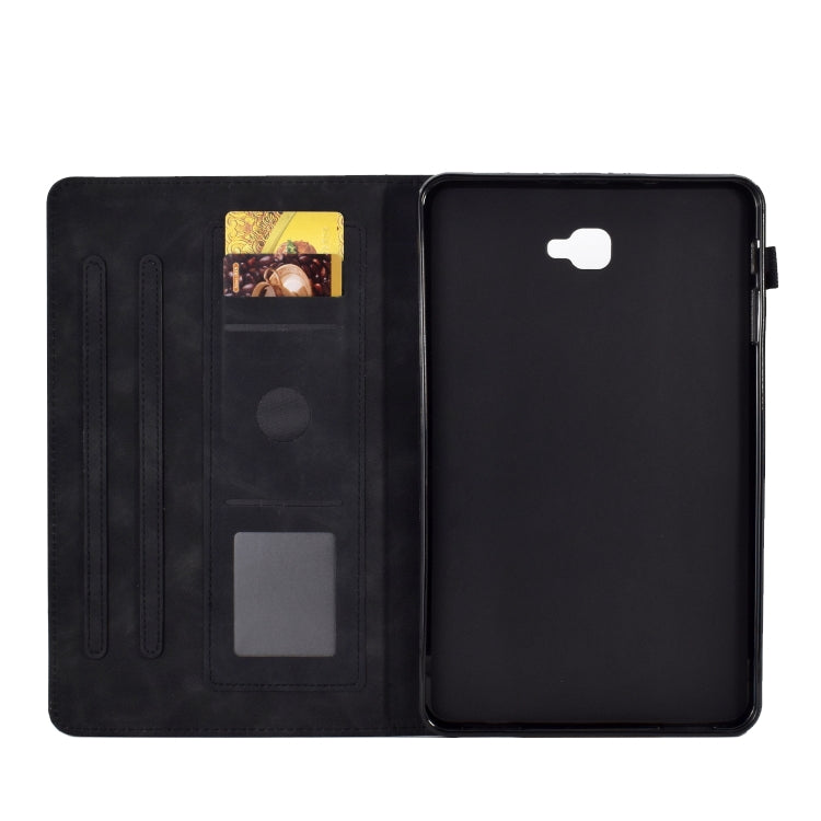 For Samsung Galaxy Tab A 10.1 2016 T580 Peony Butterfly Embossed Leather Smart Tablet Case(Black) - Tab A 10.1 by buy2fix | Online Shopping UK | buy2fix