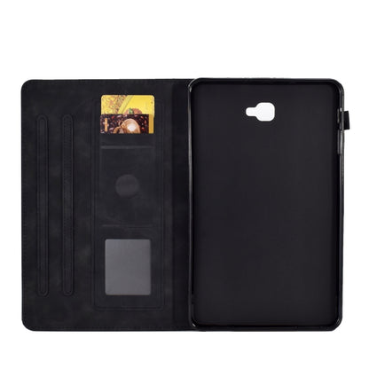 For Samsung Galaxy Tab A 10.1 2016 T580 Peony Butterfly Embossed Leather Smart Tablet Case(Black) - Tab A 10.1 by buy2fix | Online Shopping UK | buy2fix