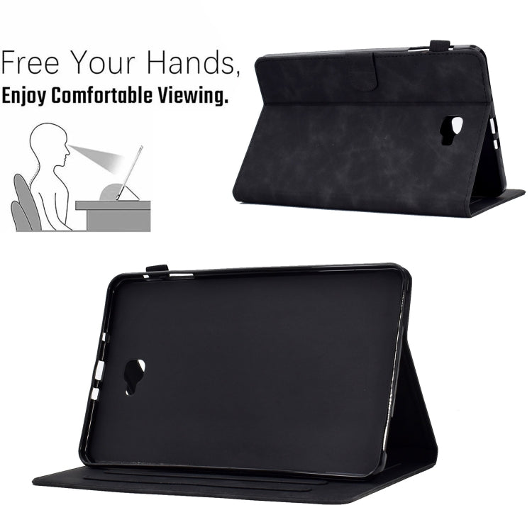 For Samsung Galaxy Tab A 10.1 2016 T580 Peony Butterfly Embossed Leather Smart Tablet Case(Black) - Tab A 10.1 by buy2fix | Online Shopping UK | buy2fix