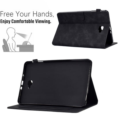 For Samsung Galaxy Tab A 10.1 2016 T580 Peony Butterfly Embossed Leather Smart Tablet Case(Black) - Tab A 10.1 by buy2fix | Online Shopping UK | buy2fix