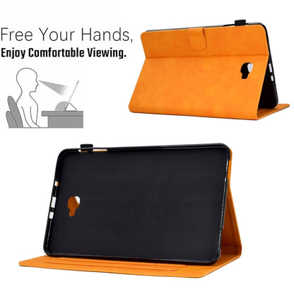 For Samsung Galaxy Tab A 10.1 2016 T580 Peony Butterfly Embossed Leather Smart Tablet Case(Khaki) - Tab A 10.1 by buy2fix | Online Shopping UK | buy2fix