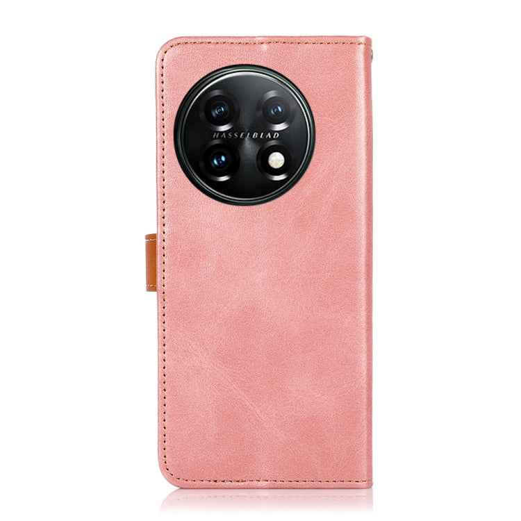 For OnePlus 11 5G KHAZNEH Dual-color Cowhide Texture Flip Leather Phone Case(Rose Gold) - OnePlus Cases by buy2fix | Online Shopping UK | buy2fix
