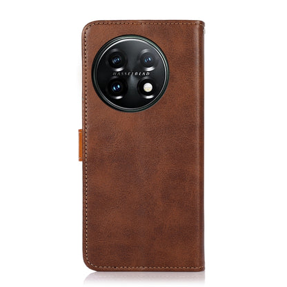 For OnePlus 11 5G KHAZNEH Dual-color Cowhide Texture Flip Leather Phone Case(Brown) - OnePlus Cases by buy2fix | Online Shopping UK | buy2fix