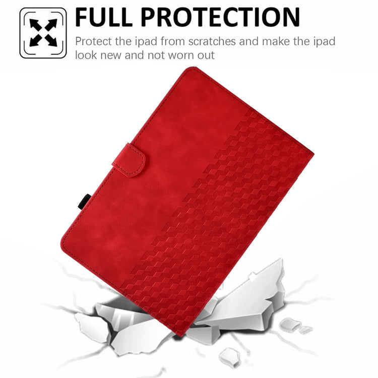 For Samsung Galaxy Tab S7 T870 / S8 X700 Rhombus Embossed Leather Smart Tablet Case(Red) by buy2fix