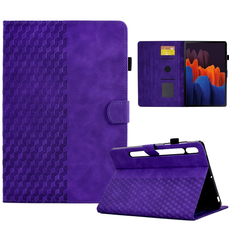 For Samsung Galaxy Tab S7 T870 / S8 X700 Rhombus Embossed Leather Smart Tablet Case(Purple) by buy2fix
