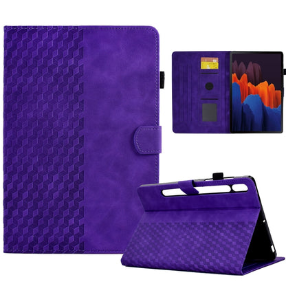 For Samsung Galaxy Tab S7 T870 / S8 X700 Rhombus Embossed Leather Smart Tablet Case(Purple) by buy2fix