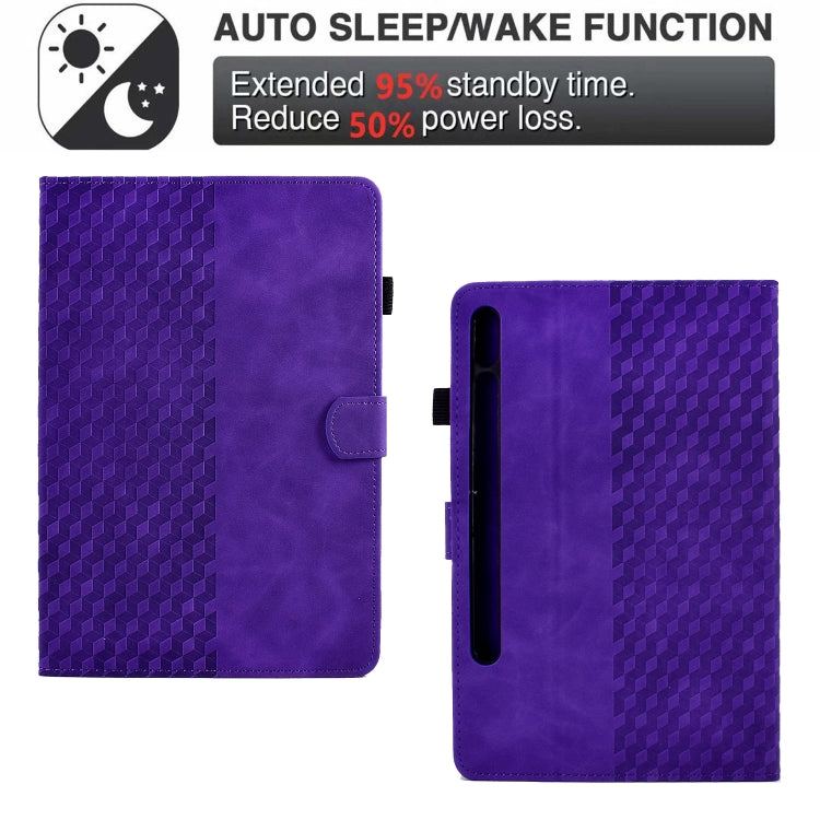 For Samsung Galaxy Tab S7 T870 / S8 X700 Rhombus Embossed Leather Smart Tablet Case(Purple) by buy2fix