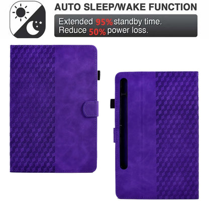 For Samsung Galaxy Tab S7 T870 / S8 X700 Rhombus Embossed Leather Smart Tablet Case(Purple) by buy2fix