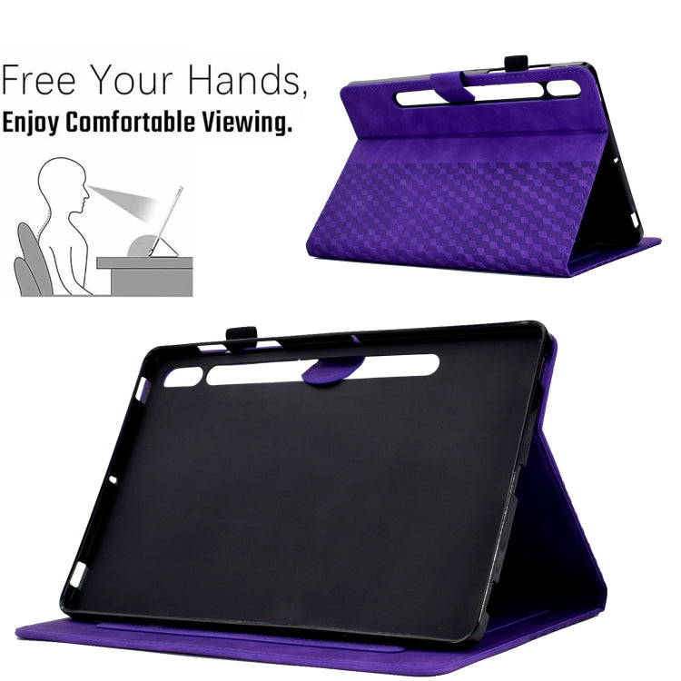 For Samsung Galaxy Tab S7 T870 / S8 X700 Rhombus Embossed Leather Smart Tablet Case(Purple) by buy2fix