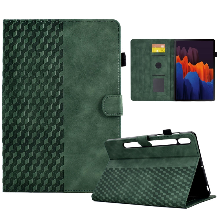 For Samsung Galaxy Tab S7 T870 / S8 X700 Rhombus Embossed Leather Smart Tablet Case(Green) by buy2fix