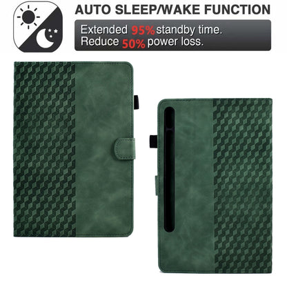For Samsung Galaxy Tab S7 T870 / S8 X700 Rhombus Embossed Leather Smart Tablet Case(Green) by buy2fix