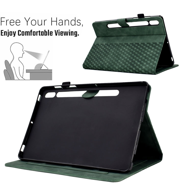 For Samsung Galaxy Tab S7 T870 / S8 X700 Rhombus Embossed Leather Smart Tablet Case(Green) by buy2fix