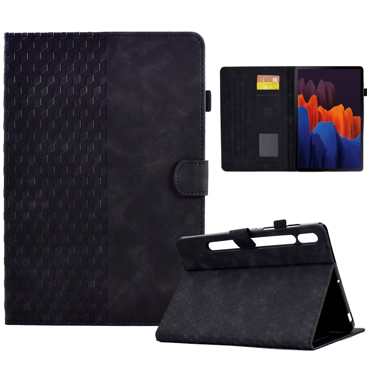 For Samsung Galaxy Tab S7 T870 / S8 X700 Rhombus Embossed Leather Smart Tablet Case(Black) by buy2fix