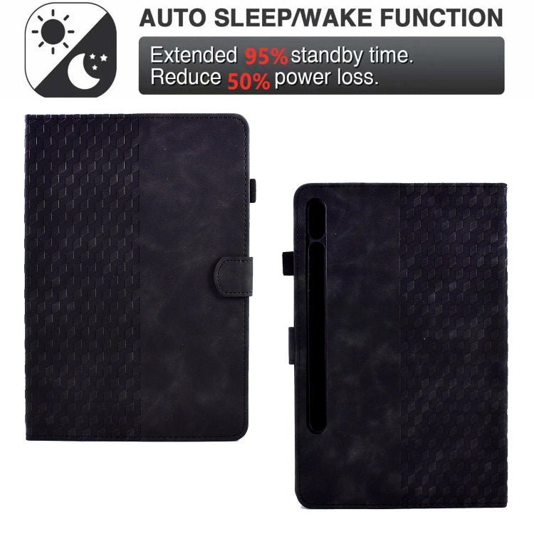 For Samsung Galaxy Tab S7 T870 / S8 X700 Rhombus Embossed Leather Smart Tablet Case(Black) by buy2fix