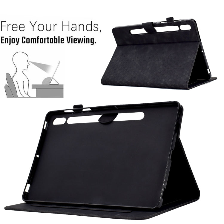 For Samsung Galaxy Tab S7 T870 / S8 X700 Rhombus Embossed Leather Smart Tablet Case(Black) by buy2fix