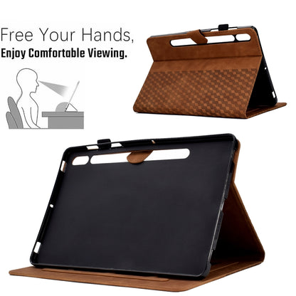 For Samsung Galaxy Tab S7 T870 / S8 X700 Rhombus Embossed Leather Smart Tablet Case(Brown) by buy2fix