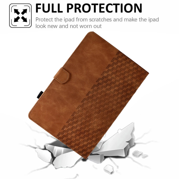 For Samsung Galaxy Tab S7 T870 / S8 X700 Rhombus Embossed Leather Smart Tablet Case(Brown) by buy2fix