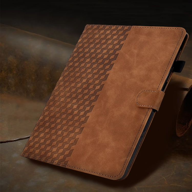 For Samsung Galaxy Tab S7 T870 / S8 X700 Rhombus Embossed Leather Smart Tablet Case(Brown) by buy2fix