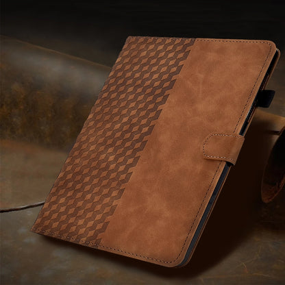 For Samsung Galaxy Tab S7 T870 / S8 X700 Rhombus Embossed Leather Smart Tablet Case(Brown) by buy2fix